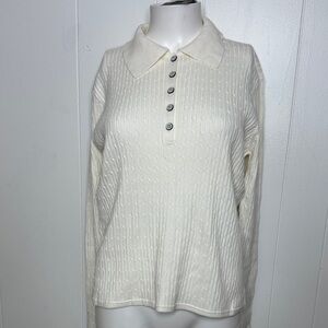 600 west cream cableknit sweater size L new